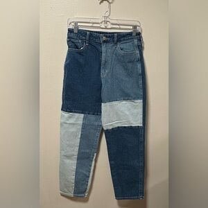 HOLLISTER ultra high rise mom jeans patchwork vintage stretch academia